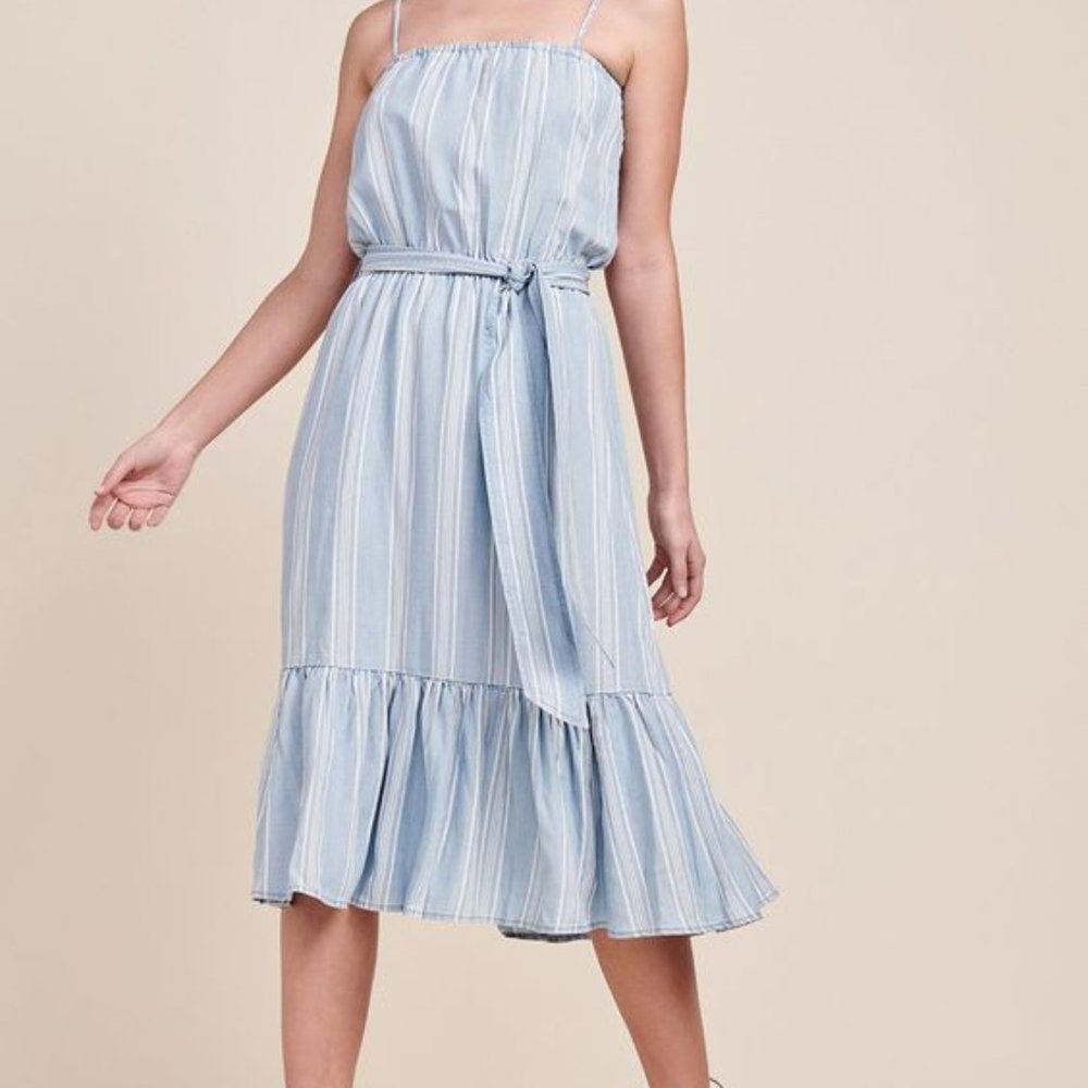 BB Dakota Tailyn chambray tencel striped midi dress